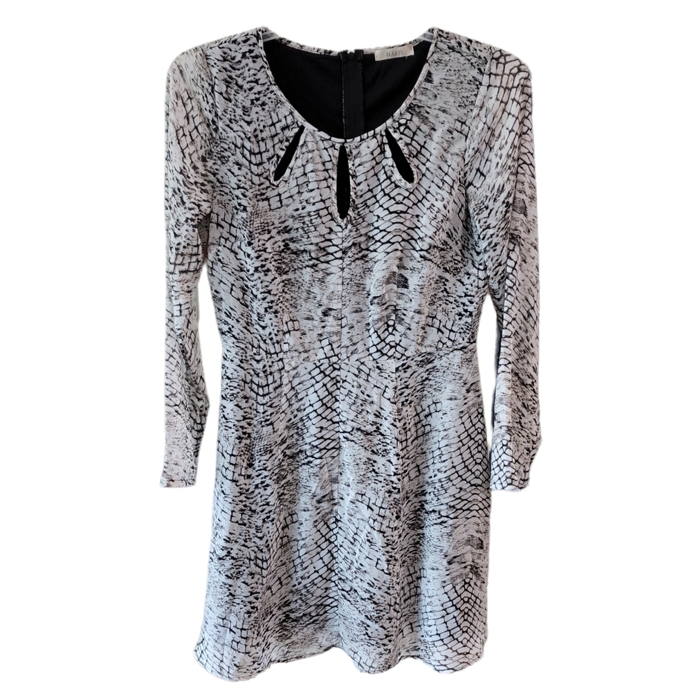 Hālo Snake Print Long Sleeve Cut out mini dress 646423